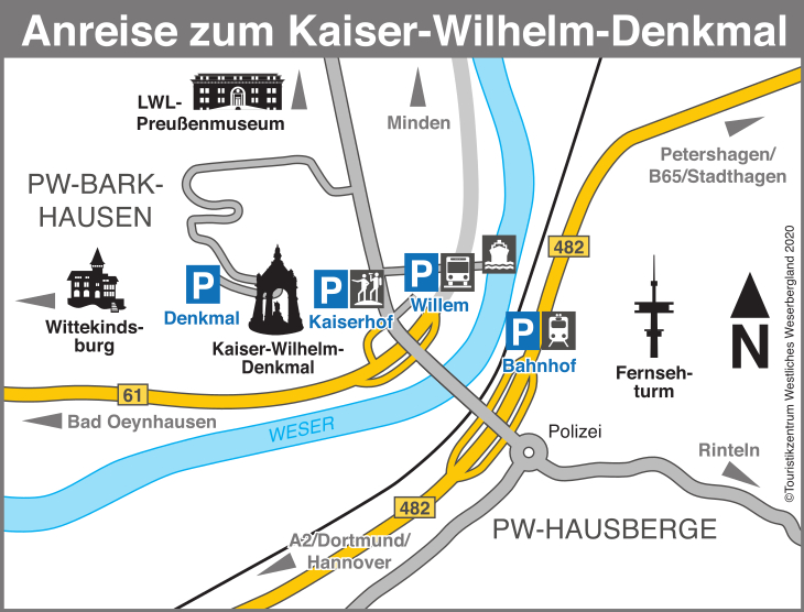 Anreise zum Kaiser-Wilhelm-Denkmal