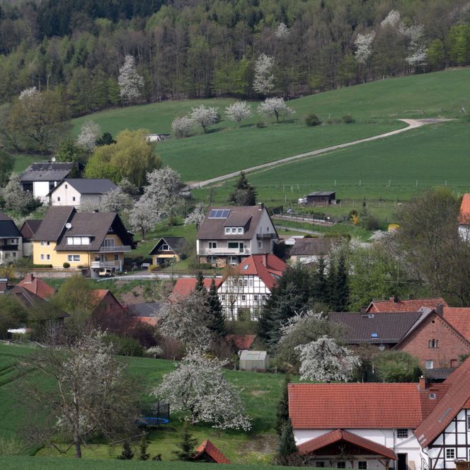 Blick auf die Häuser in Gellersen, Aerzen